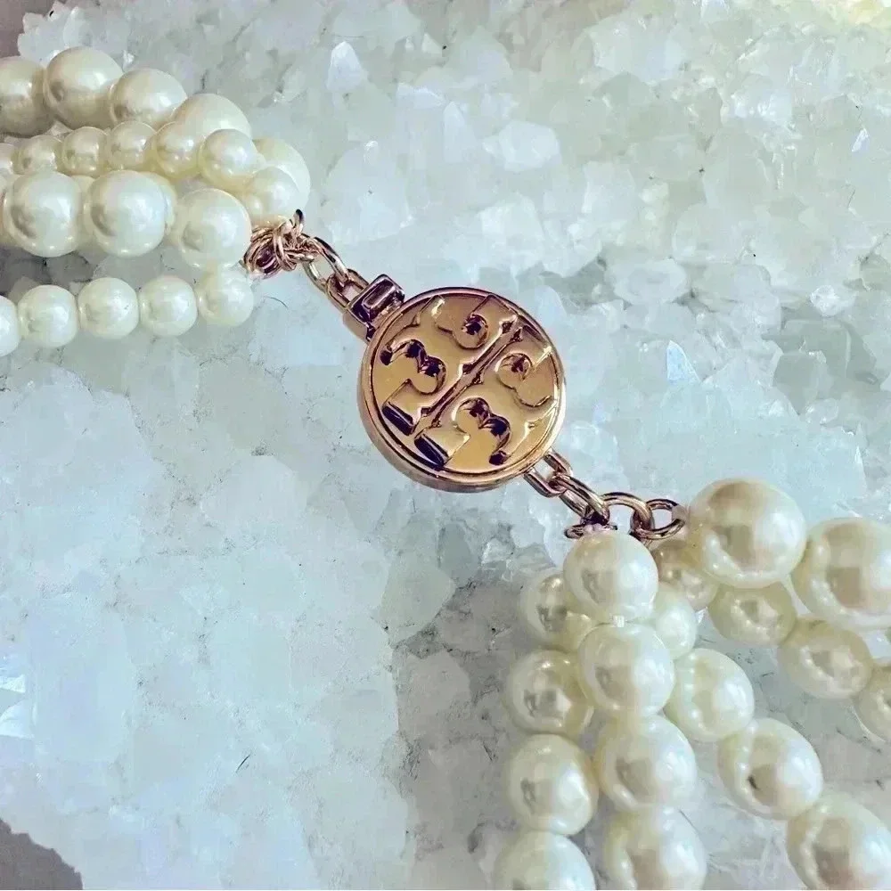 NWOT Rare Tory Burch Dipped Evie Pearl Statement Necklace